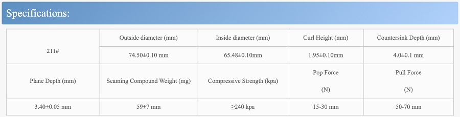 alüminyum tam açık kolay açılır uç 52mm