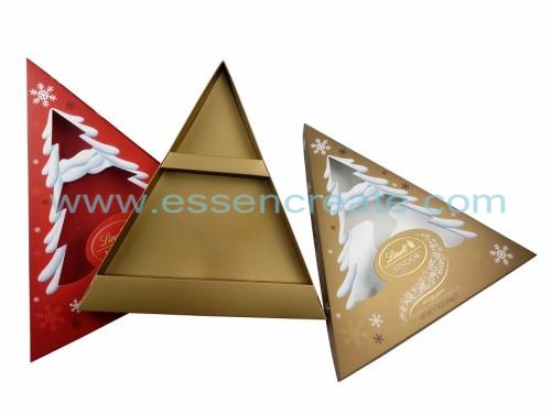 yılbaşı çikolata ambalaj üçgen hediye kutusu
