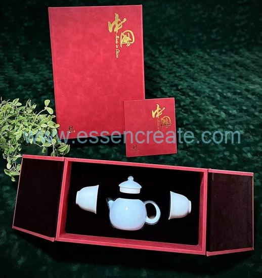 Produces Leather Ceramic Kung Fu Tea Gift Boxes